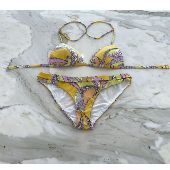 EMILIO PUCCI YELLOW MULTI BIKINI SIZE IT 42 / US 8 - Picture 3 of 12